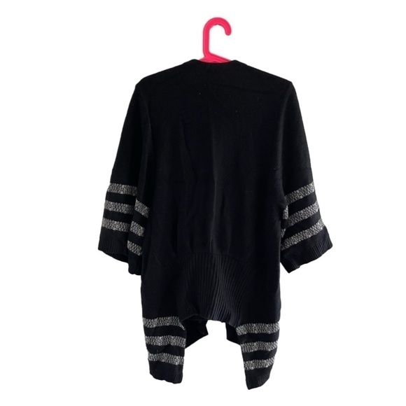 Theory black with white stripes knitted oversized sweater coat size S - Picture 2 of 4